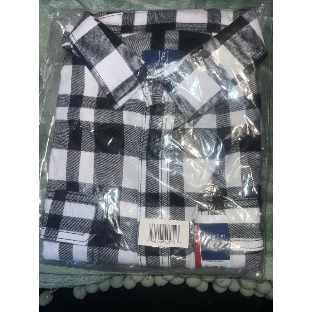 Black And White George And Sons Long Sleeve Plaid Button Up MEDIUM